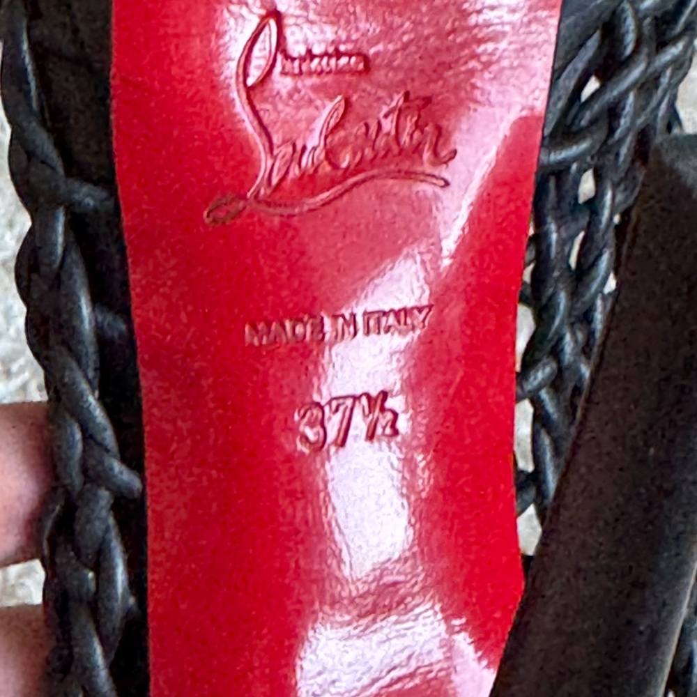 Christian Louboutin Black Mesh Heels with Red Soles - Picture 10 of 12